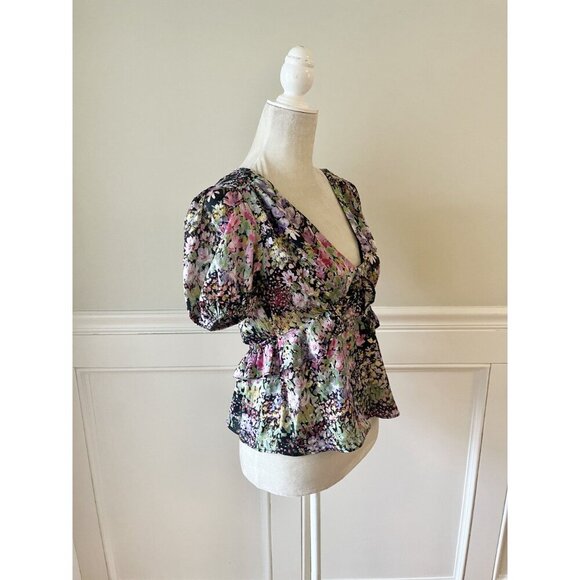 Topshop Floral Tie Back Blouse Size 4 NWT - Picture 2 of 4
